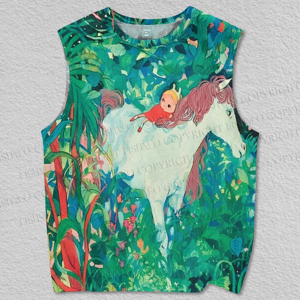 Unisex Yoriyuki Ikegami Girl Unicorn Printed Tank Top