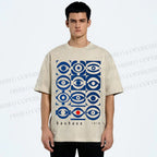 Unisex Bauhaus Geometric Eyes Printed Washed Tee