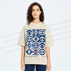 Unisex Bauhaus Geometric Eyes Printed Washed Tee