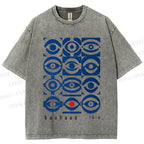 Unisex Bauhaus Geometric Eyes Printed Washed Tee