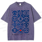 Unisex Bauhaus Geometric Eyes Printed Washed Tee