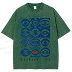 Unisex Bauhaus Geometric Eyes Printed Washed Tee