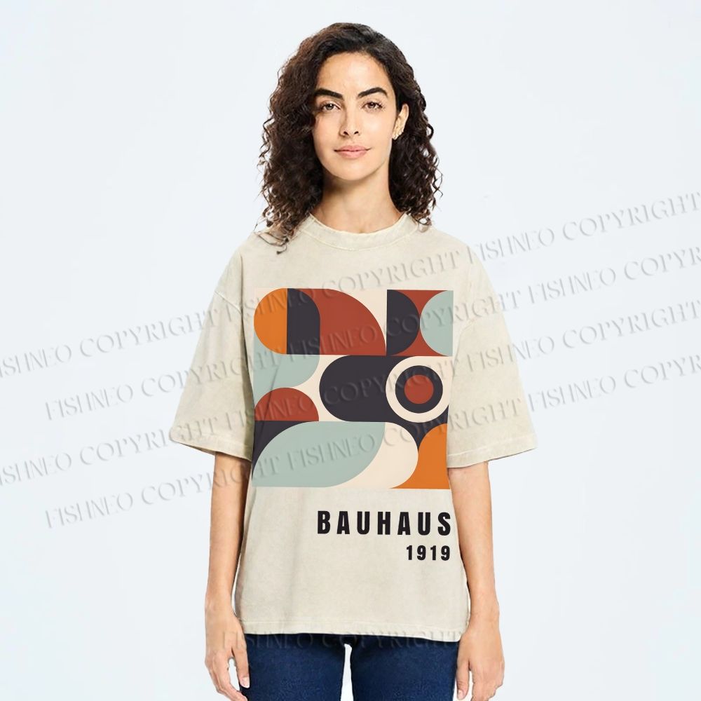 Unisex Bauhaus Geometry Printed Washed Tee