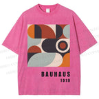 Unisex Bauhaus Geometry Printed Washed Tee