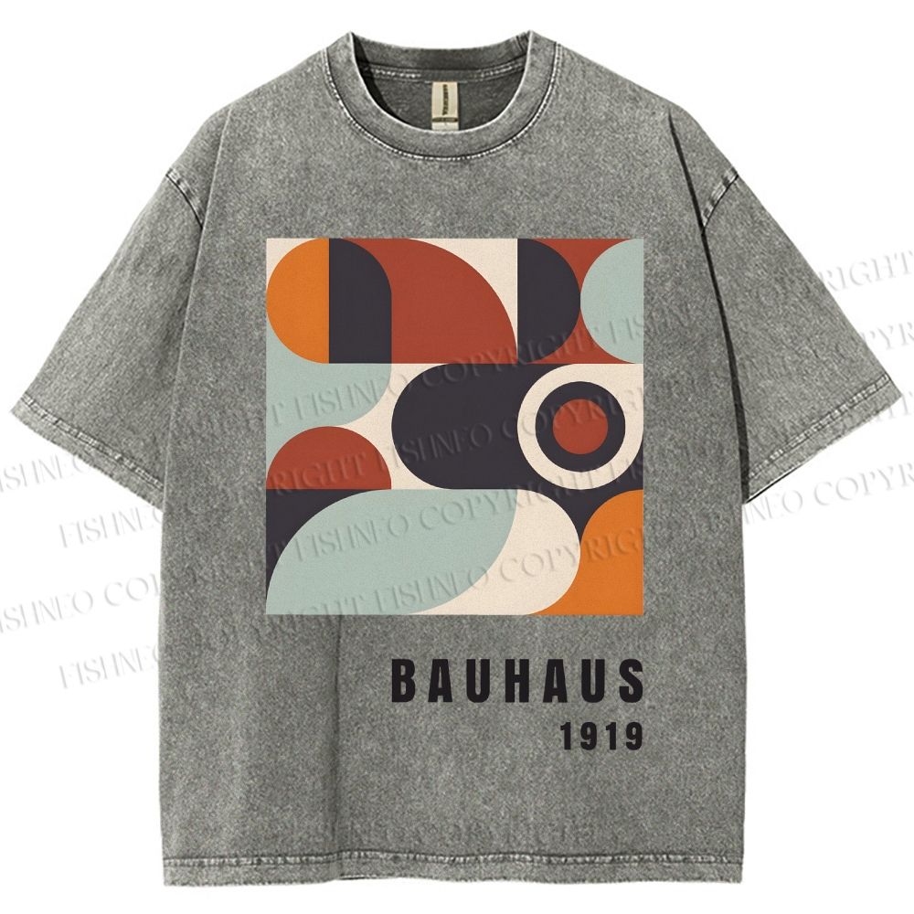 Unisex Bauhaus Geometry Printed Washed Tee