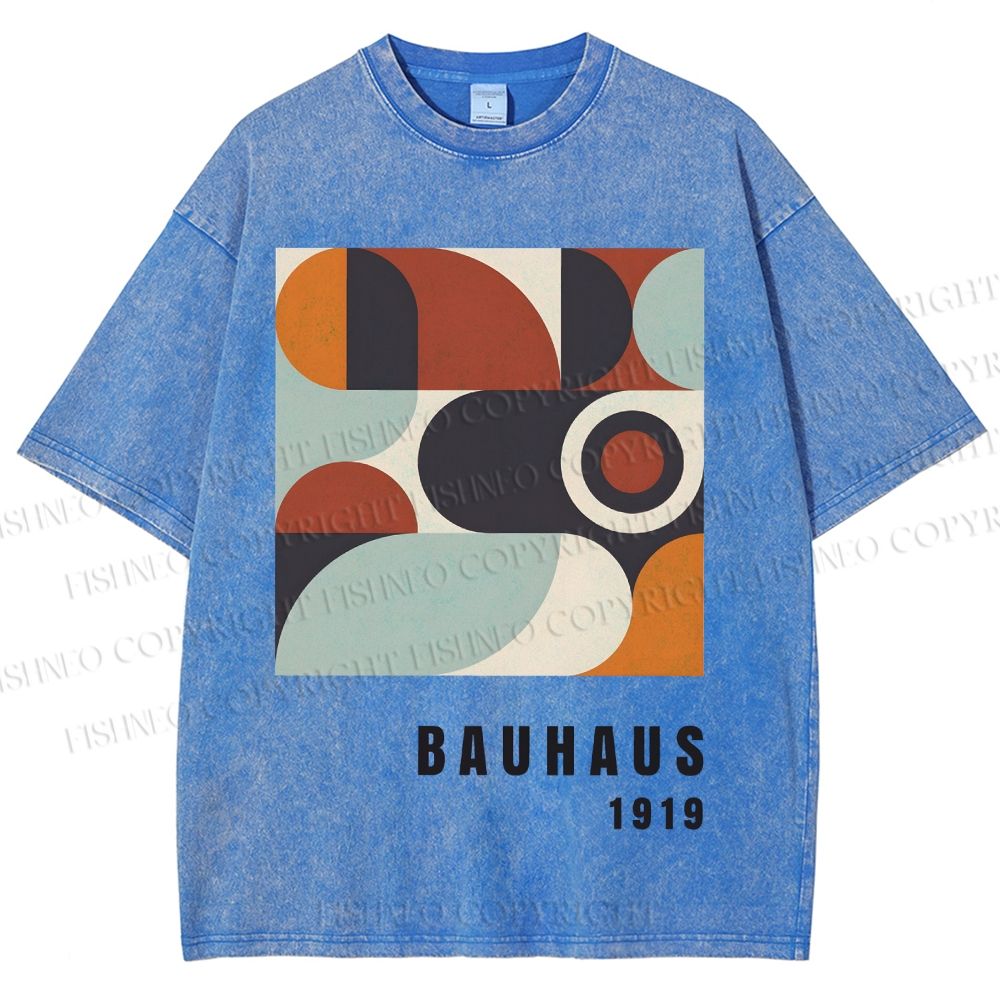 Unisex Bauhaus Geometry Printed Washed Tee