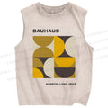 Unisex Bauhaus Geometric Printed Washed Tank Top
