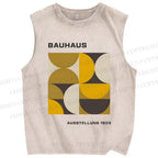 Unisex Bauhaus Geometric Printed Washed Tank Top