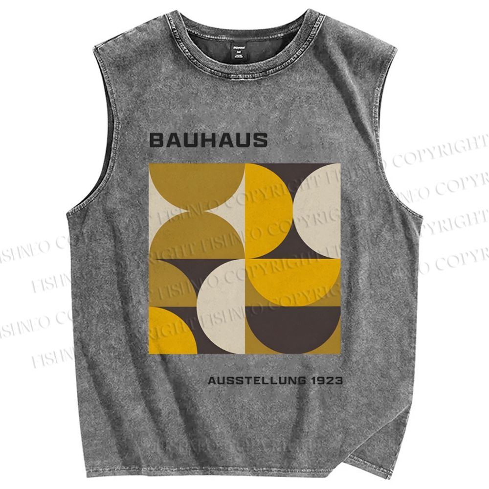 Unisex Bauhaus Geometric Printed Washed Tank Top
