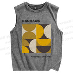 Unisex Bauhaus Geometric Printed Washed Tank Top