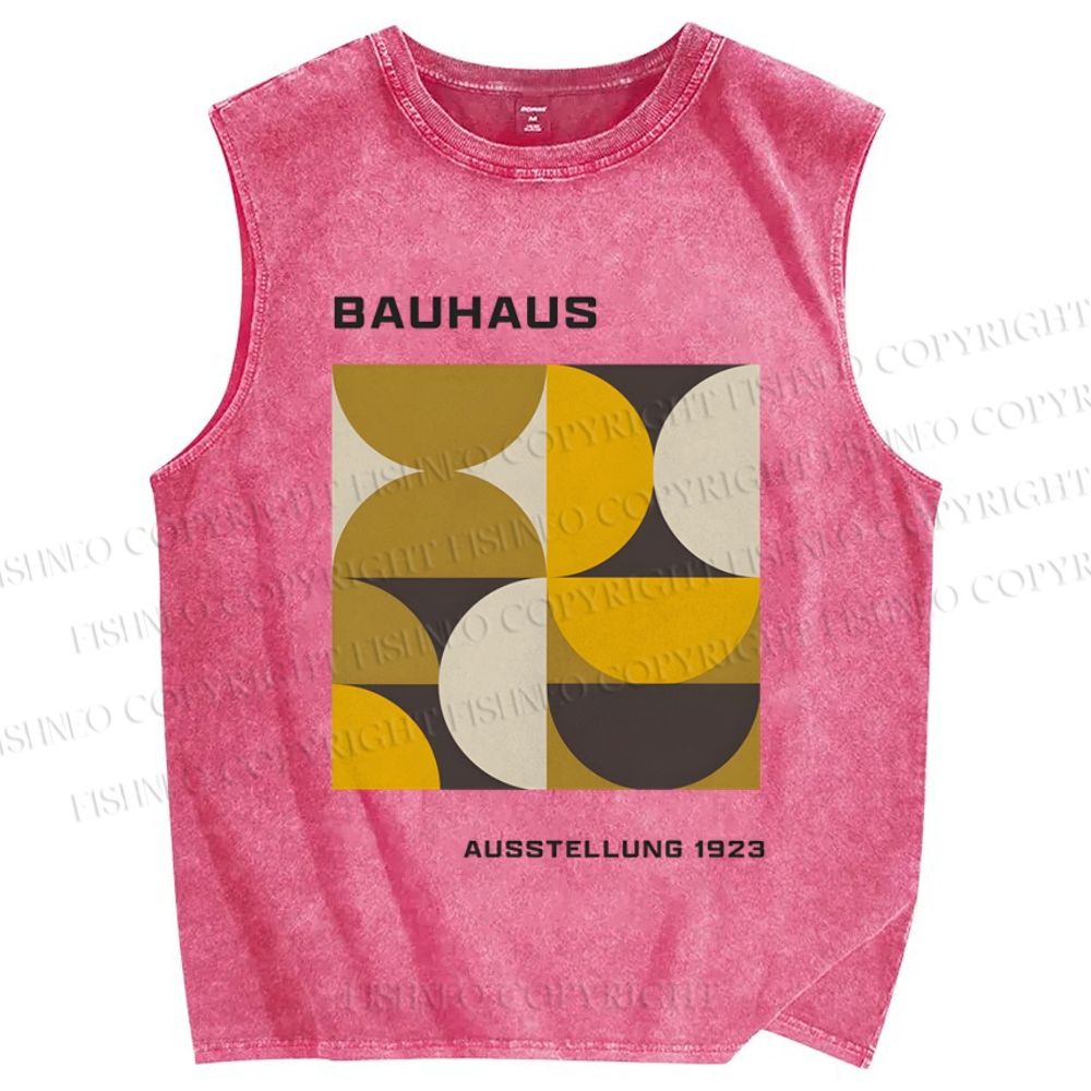 Unisex Bauhaus Geometric Printed Washed Tank Top