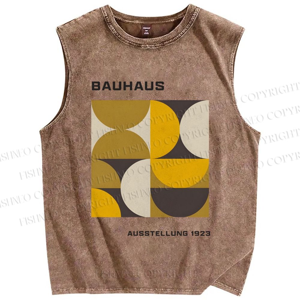 Unisex Bauhaus Geometric Printed Washed Tank Top