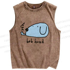 Unisex Bob Hund Dog Printed Washed Tank Top