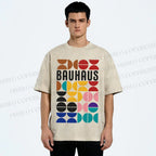 Unisex Bauhaus Colored Geometry Printed Washed Tee
