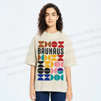 Unisex Bauhaus Colored Geometry Printed Washed Tee