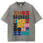 Unisex Bauhaus Colored Geometry Printed Washed Tee
