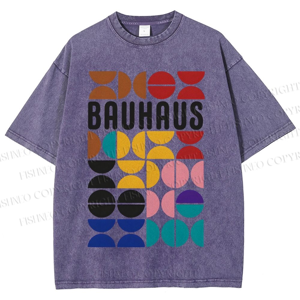 Unisex Bauhaus Colored Geometry Printed Washed Tee