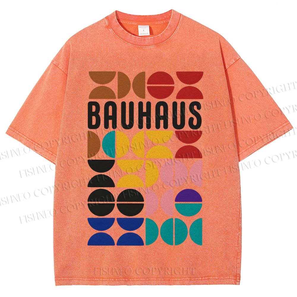 Unisex Bauhaus Colored Geometry Printed Washed Tee
