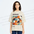 Unisex Bauhaus Colored Geometry Printed Washed Tee