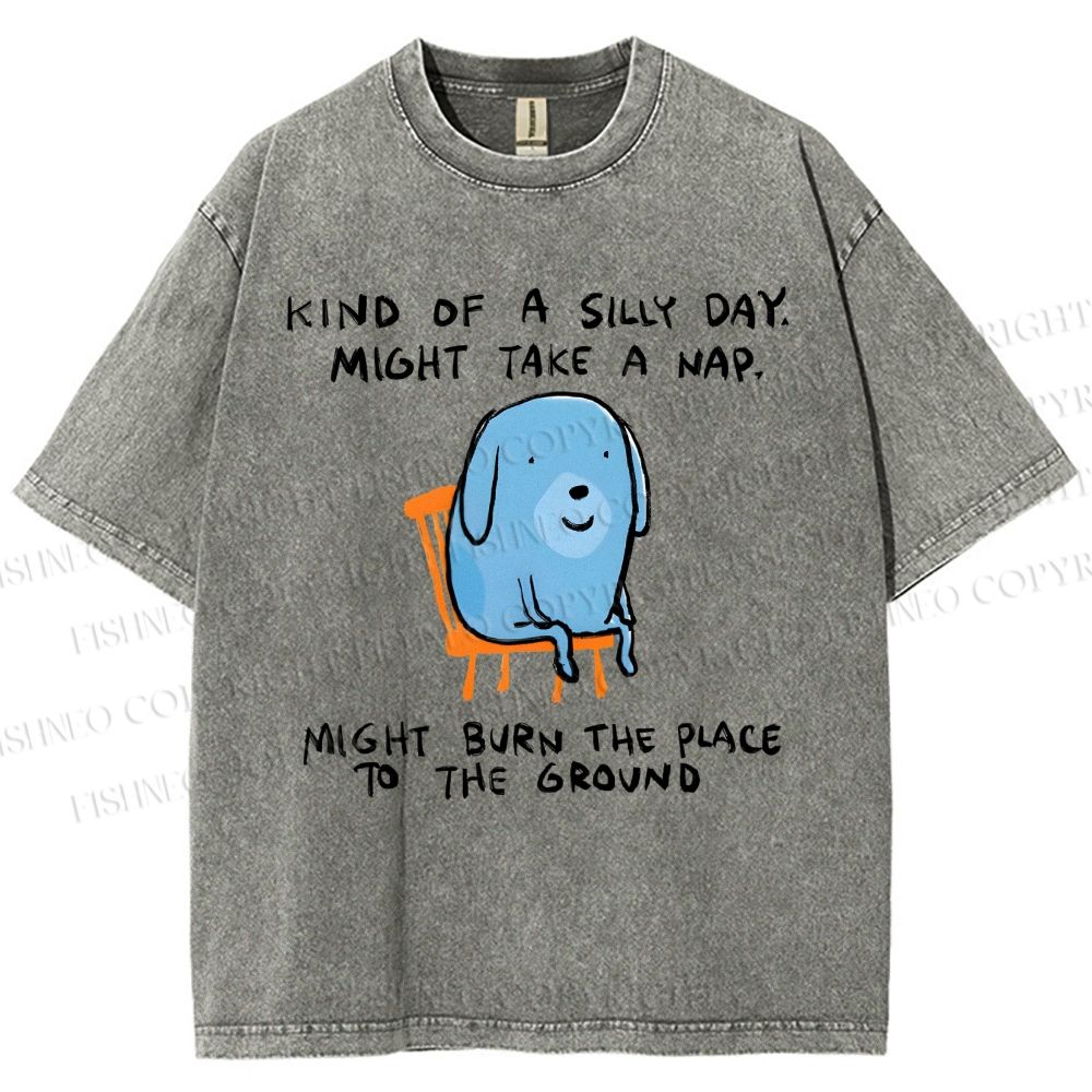 Unisex Kind Of A Silly Day Gog Printed Washed Tee