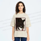 Unisex Woodcut Pig Printed Washed Tee