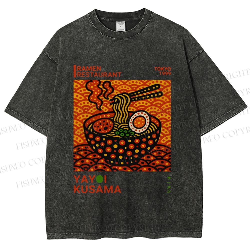Unisex Yayoi Kusama Ramen Printed Washed Tee