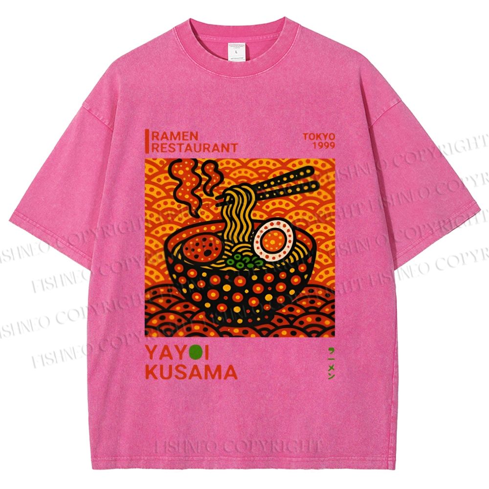 Unisex Yayoi Kusama Ramen Printed Washed Tee