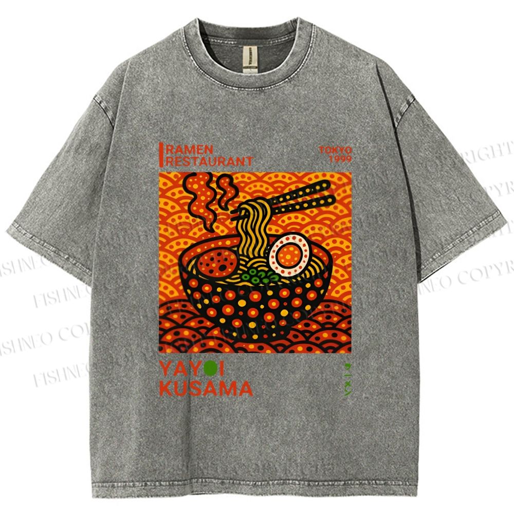 Unisex Yayoi Kusama Ramen Printed Washed Tee