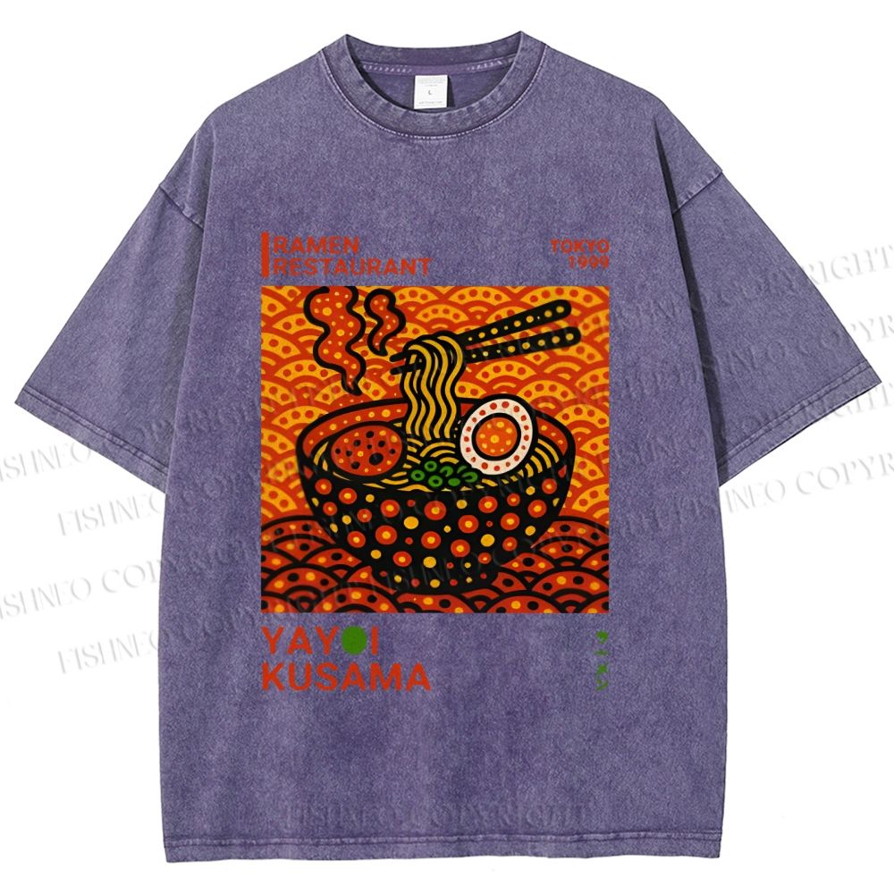 Unisex Yayoi Kusama Ramen Printed Washed Tee