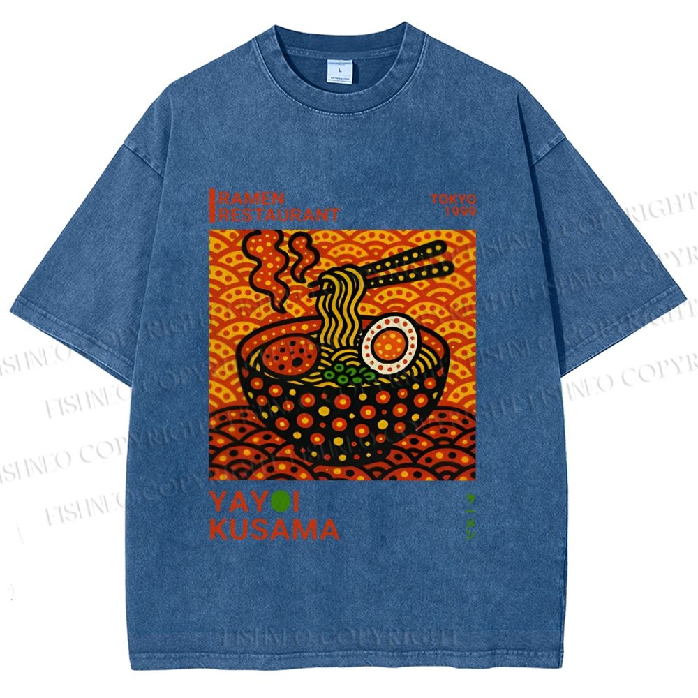 Unisex Yayoi Kusama Ramen Printed Washed Tee