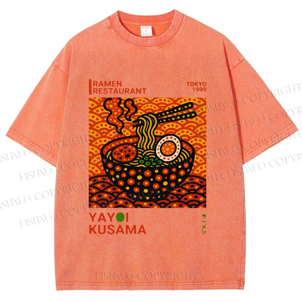Unisex Yayoi Kusama Ramen Printed Washed Tee