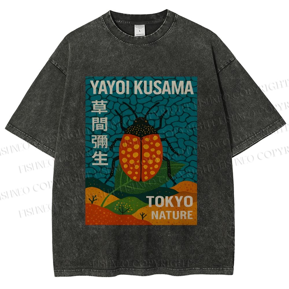 Unisex Yayoi Kusama Bug Printed Washed Tee