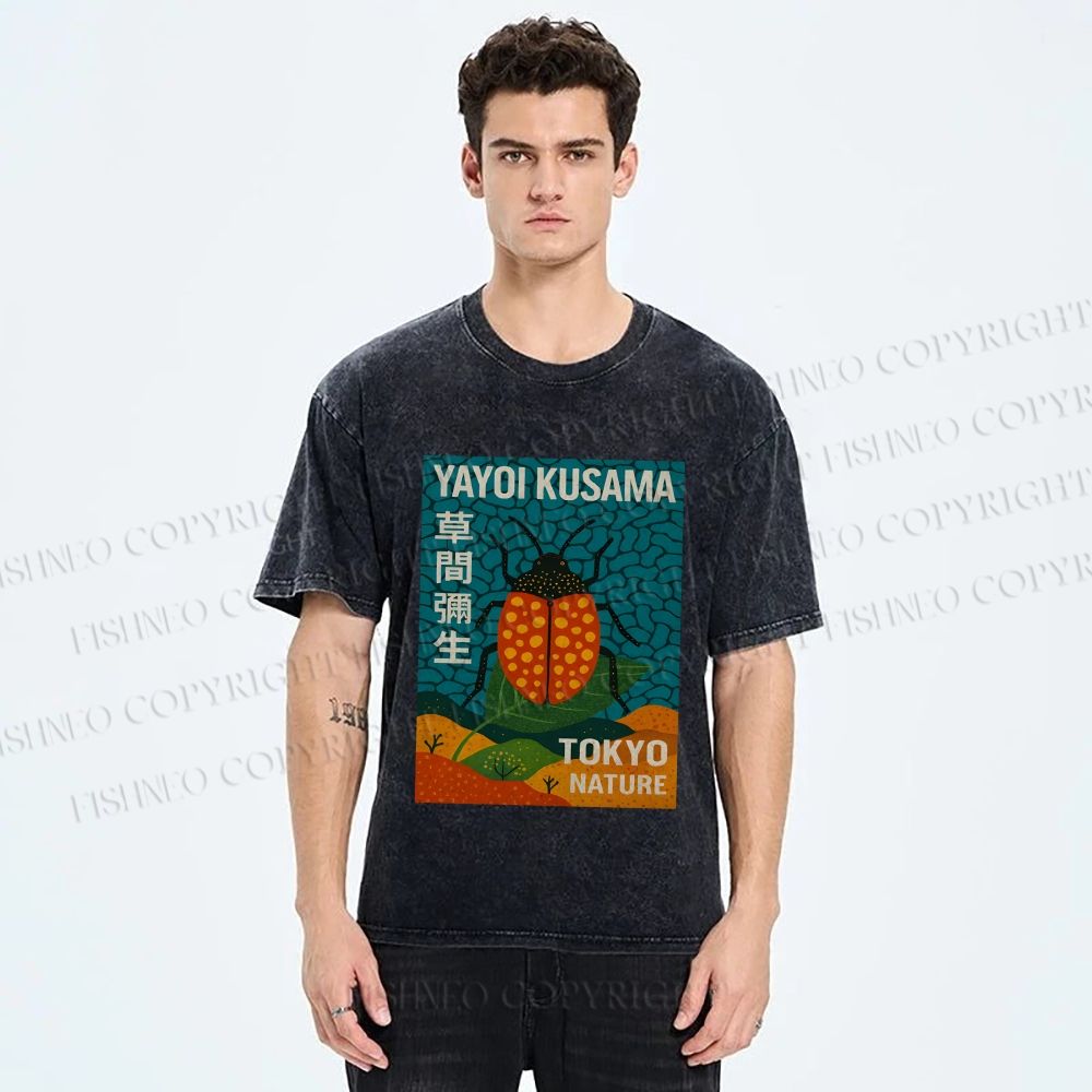 Unisex Yayoi Kusama Bug Printed Washed Tee