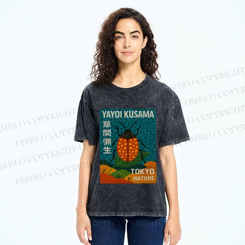 Unisex Yayoi Kusama Bug Printed Washed Tee