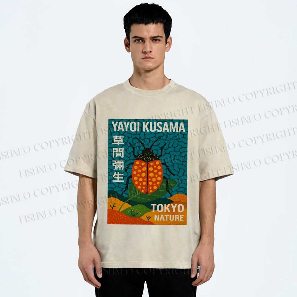 Unisex Yayoi Kusama Bug Printed Washed Tee