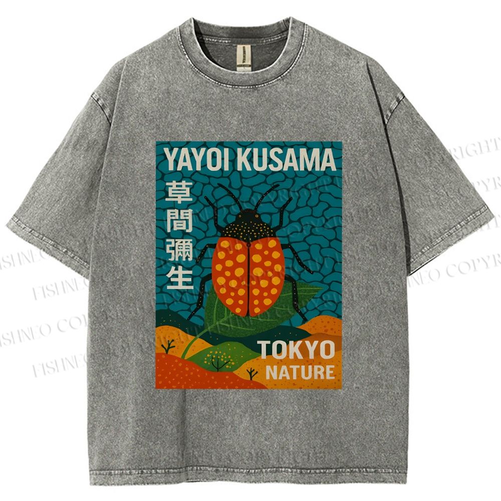 Unisex Yayoi Kusama Bug Printed Washed Tee