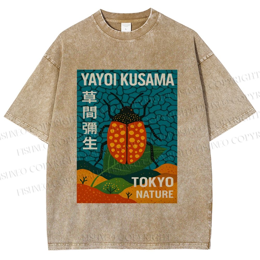 Unisex Yayoi Kusama Bug Printed Washed Tee