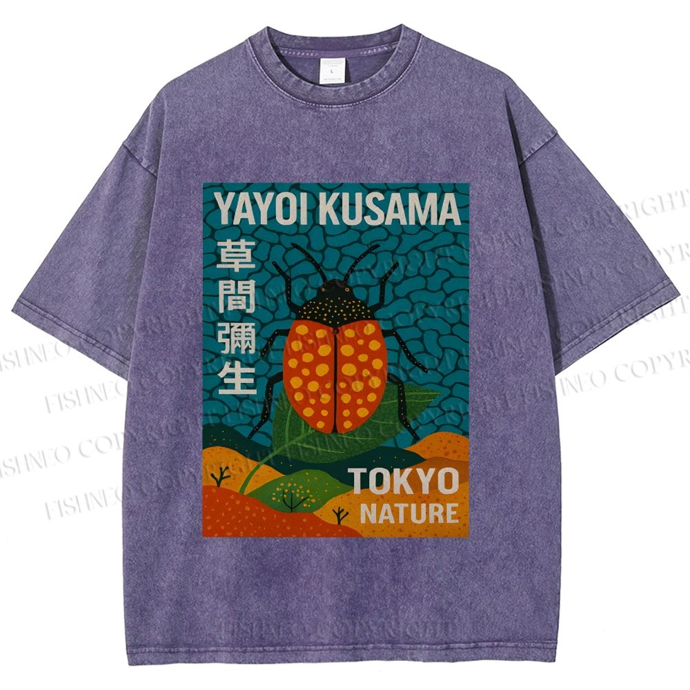 Unisex Yayoi Kusama Bug Printed Washed Tee