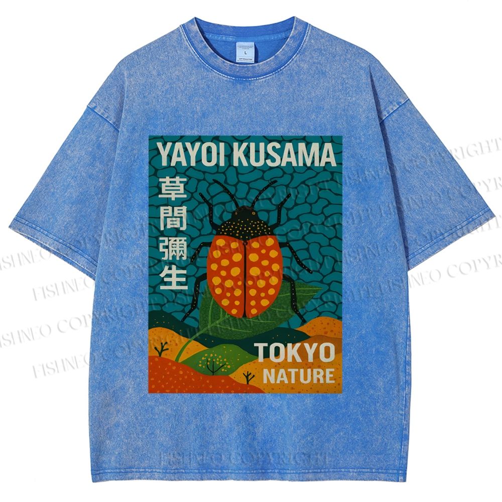 Unisex Yayoi Kusama Bug Printed Washed Tee