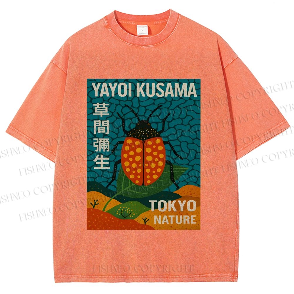 Unisex Yayoi Kusama Bug Printed Washed Tee