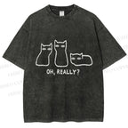 Unisex Cats Really Printed Washed Tee