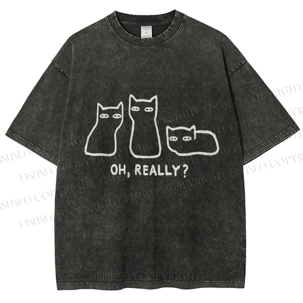Unisex Cats Really Printed Washed Tee