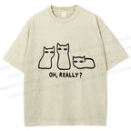 Unisex Cats Really Printed Washed Tee