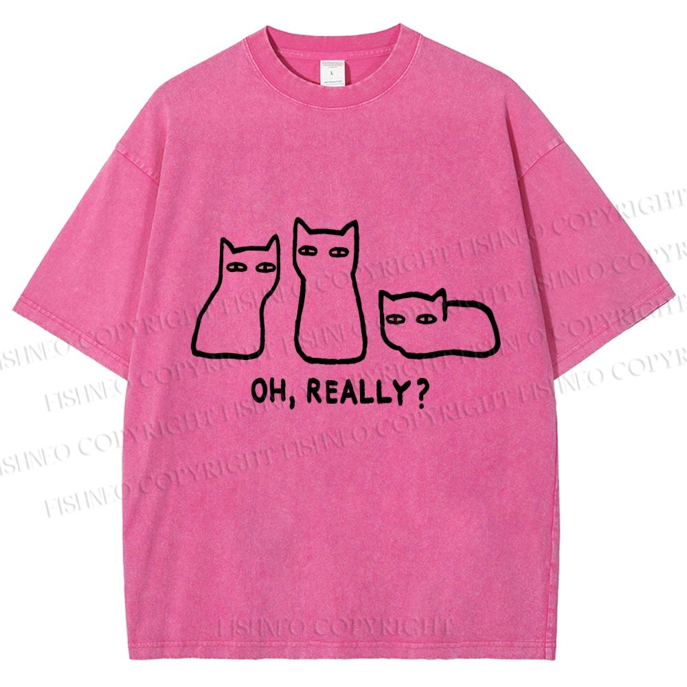Unisex Cats Really Printed Washed Tee