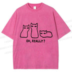 Unisex Cats Really Printed Washed Tee
