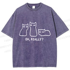 Unisex Cats Really Printed Washed Tee