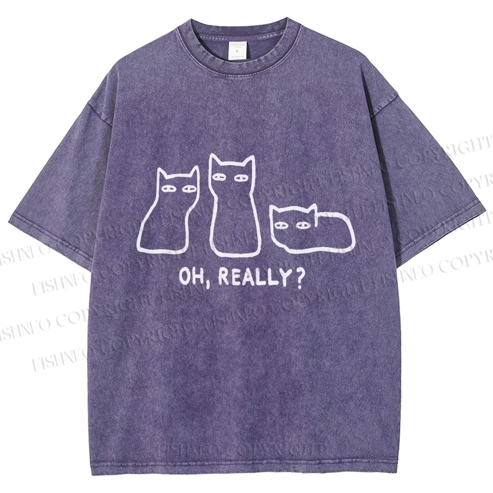 Unisex Cats Really Printed Washed Tee
