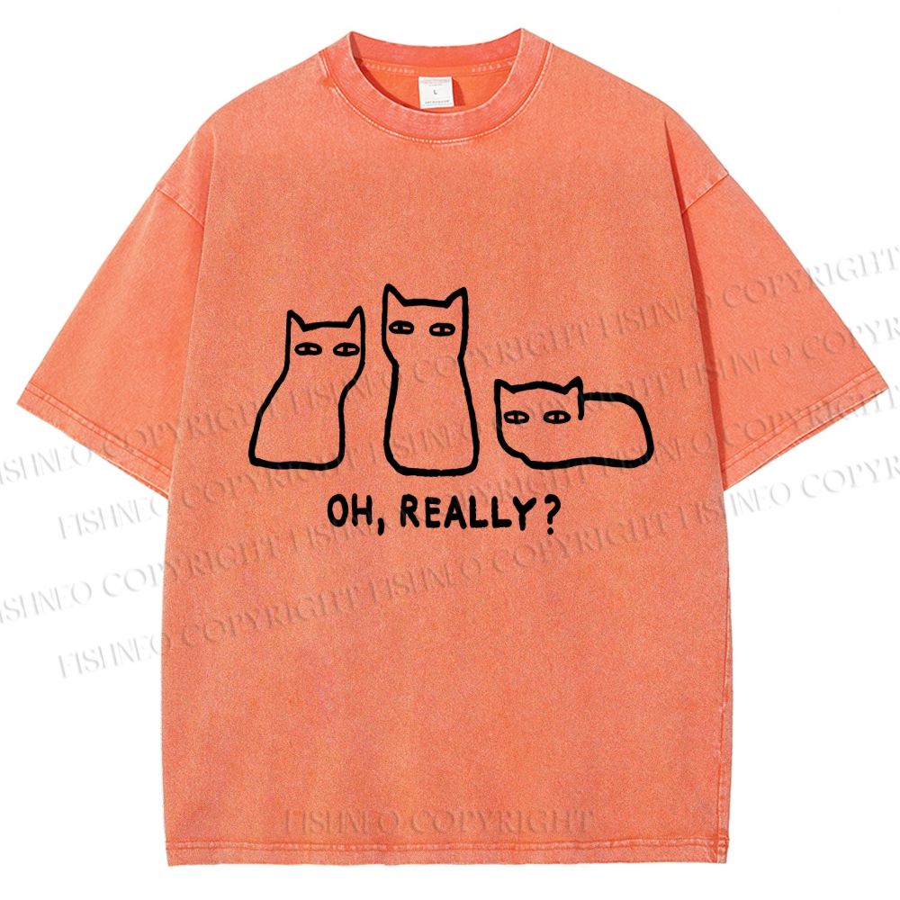 Unisex Cats Really Printed Washed Tee