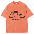Unisex Cats Really Printed Washed Tee