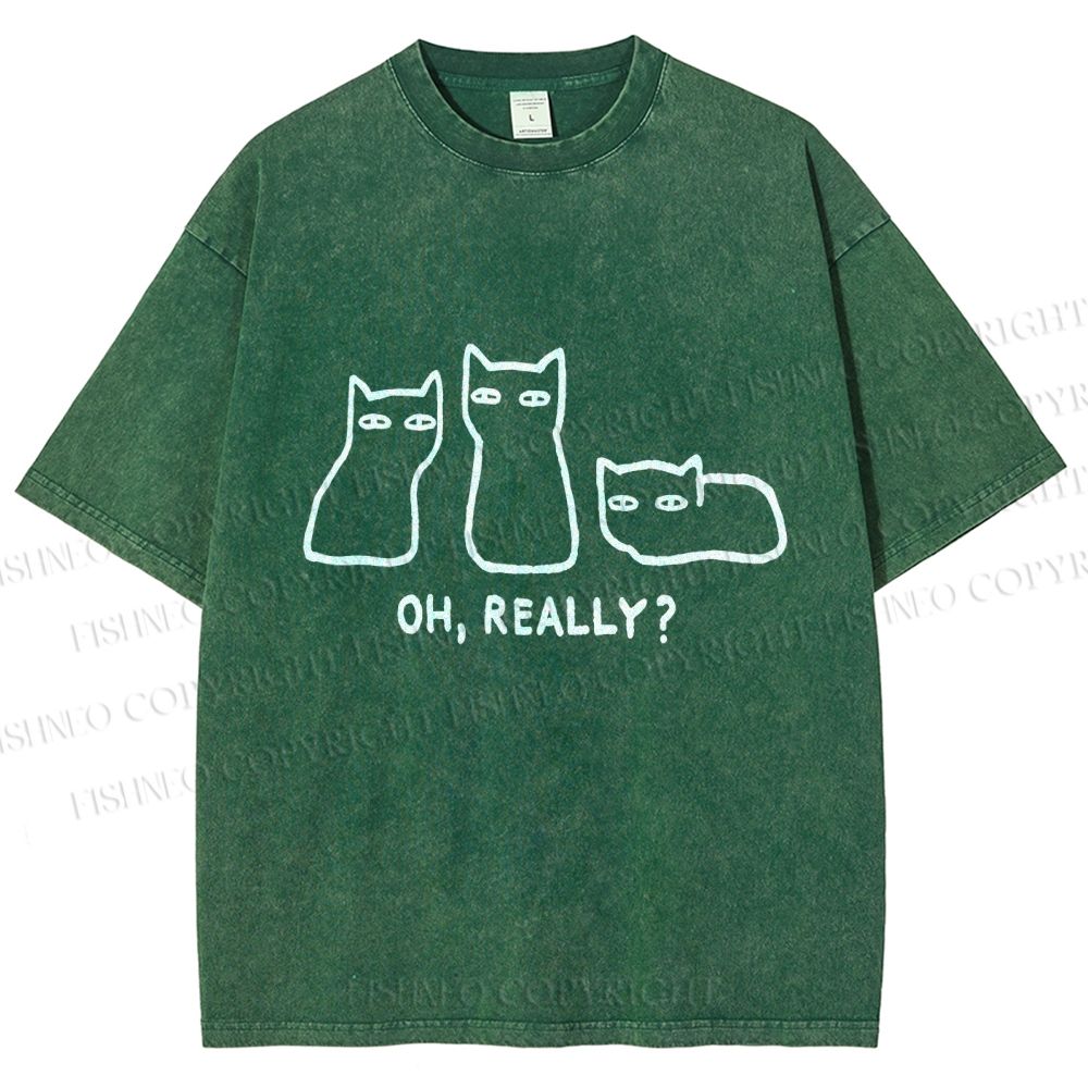 Unisex Cats Really Printed Washed Tee